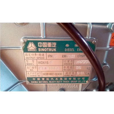 Layanan purna jual Dukungan online HOWO 371PS Hw47100502 Wd615.47 371HP Mesin Baik